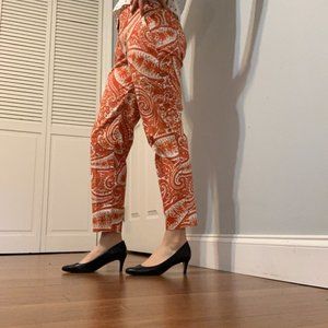 J. Crew Orange Paisley Cotton Cropped Pants EUC 2